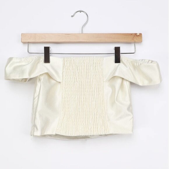 NWT Lulus Caught My Eye Cream Satin Two-Piece High-Low Dress (size S) - Picture 7 of 12